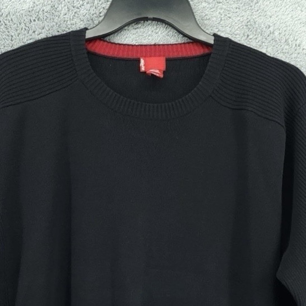Levi's Sweater Mens XL Black Ribbed Shoulders Crewneck Pullover Y2K